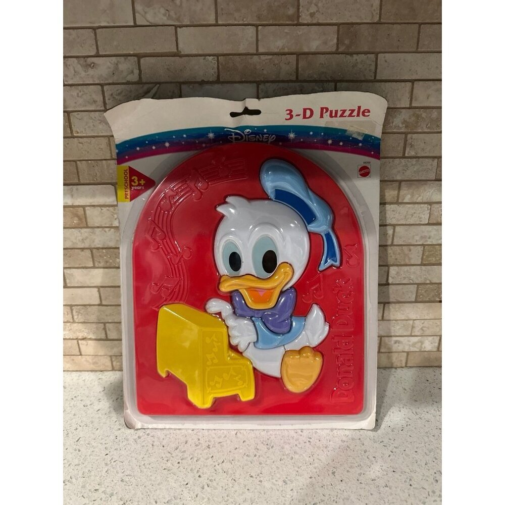 Vntg 84’ Mattel Arco New Disney Babies Donald Duck Playing Piano 3D‎ Tray Puzzle